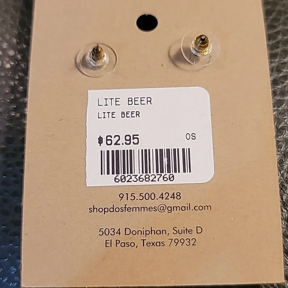 LITE Beer Earrings - Picture 2 of 2